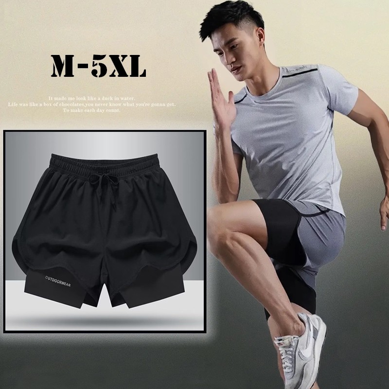M-5XLกางเกงขาสั้น ระบายอากาศ แห้งเร็ว สีเทา เหมาะกับการวิ่ง เล่นกีฬา เข้าฟิตเนส เข้าได้กับทุกชุดไซซ์