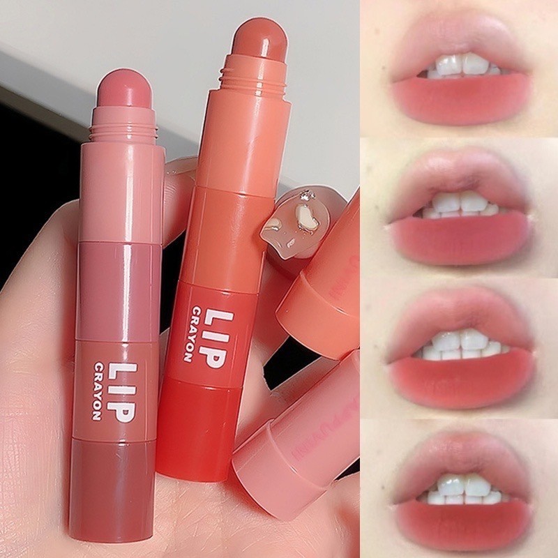 Cappuvini Crayon ลิปสติก 4 In 1 เนื้อแมตต์กํามะหยี่ สีสวย กลบสีปากสนิท กันน้ํา ติดทนนาน