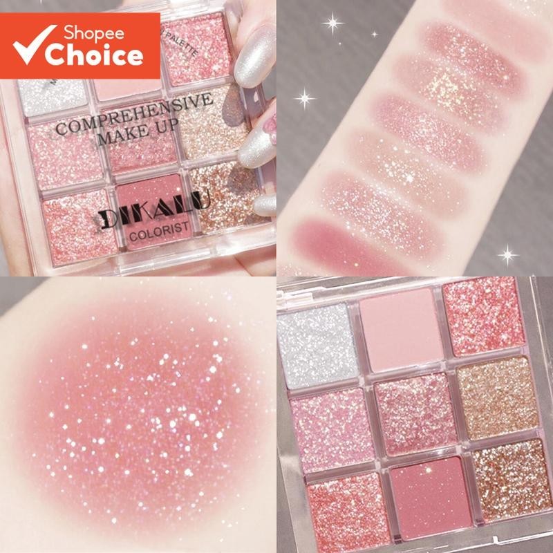 พาเลทอายแชโดว์ 9 สี Matte Pearlescent Earth Color Fine กระพริบสีฟ้าสีม่วง Smoky อายแชโดว์